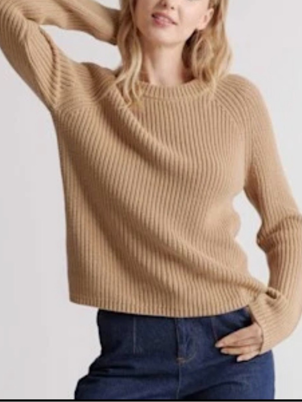 Quince Women 100% Organic Cotton Fisherman Crew Sweater Brown L